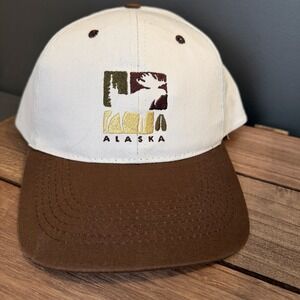 ALASKA Shirt Co SnapBack Embroidered Moose Logo Adjustable Cap Brown Cream NEW